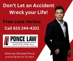 Ponce Law: Don't let an accident wreck your life. Free case review, call 615 244-4321. Attorney Michael Ponce, practicing law for 31 years